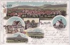 73114 Schlath (Schlat), u.a. Gasthaus Sihler, Farblitho, ca. 1900 