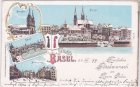 Basel, u.a. Marktplatz, Winterlitho, Farblitho, ca. 1895 