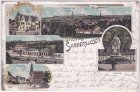 06456 Sandersleben (Arnstein), u.a. Bahnhof, Farblitho, ca. 1900 