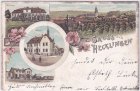 39444 Hecklingen, u.a. Bahnhof, Farblitho, ca. 1900 