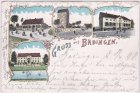 39579 Badingen (Bismark/Altmark), u.a. Rittergut, Farblitho, ca. 1895 