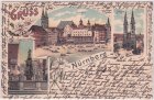 90403 Nürnberg, u.a. Marktplatz, Farblitho, ca. 1900 