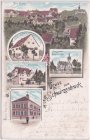 90592 Schwarzenbruck, u.a. Gasthaus, Metzgerei, Farblitho, ca. 1900 
