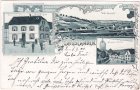Flachslanden im Elsaß (Flaxlanden), u.a. Gasthaus, Litho, ca. 1895 
