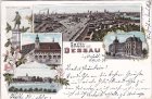 06844 Dessau (Dessau-Roßlau), u.a. Markt, Farblitho, ca. 1895