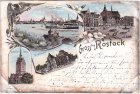 18055 Rostock, u.a. Fähre, Farblitho, ca. 1895 