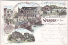45239 Werden/Ruhr (Essen), Hotel-Restaurant, Farblitho, ca. 1895