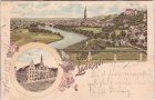 84028 Landshut, Ortsansicht, Rathaus, Farblitho, ca. 1895