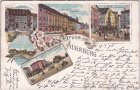 86150 Augsburg, u.a. Bahnhof, Farblitho, ca. 1895 
