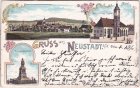 07806 Neustadt an der Orla, u.a. Kirche, Farblitho, ca. 1900