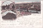 Villach (Kärnten), u.a. Schloss Landskron, Farblitho, ca. 1895
