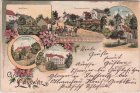 Laßwitz (Schlesien), u.a. Gasthaus, Farblitho, ca. 1900